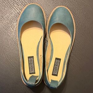 Deena & Ozzy Teal Slip-On Leather Flats